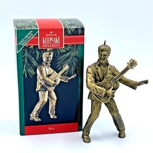 VTG 1992 Elvis Presley Brass Plated Hallmark Keepsake Christmas‎ Ornament